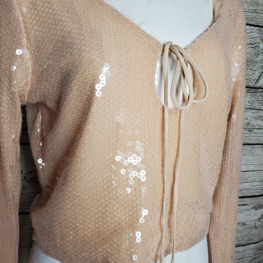 Fashion Nova Champagne Tonight's Vibe Sequin  Top Size 1X NWT - Picture 2 of 9